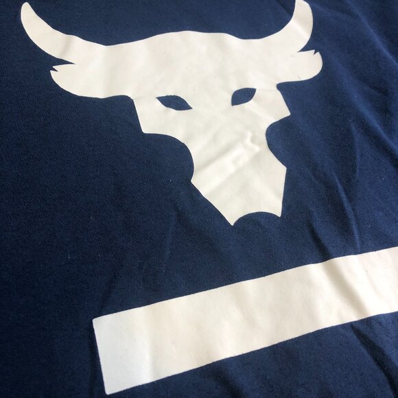 Under Armour Project Rock Shirt Mens Medium Blue Hardest Worker in the Room Gym - Picture 3 of 10